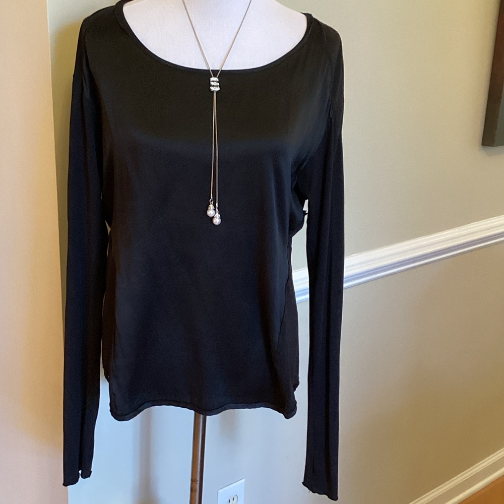 GO SILK Elegant Black Long Sleeve Women's Top